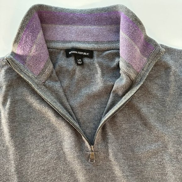 Banana Republic Quarter-Zip Sweater - Large - Grey - Picture 2 of 4